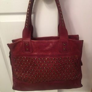 Frye Large Red Studded Leather Handbag SOLD